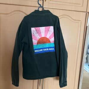 NWT Free People Green Jacket with Sun Patch